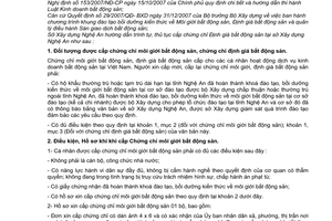 Hướng dẫn 620/SXD-QLKT&N  trình tự, thủ tục cấp chứng chỉ môi giới,