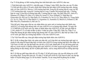 Thông báo 755/TB-DPMT tình hình dịch cúm A(H1N1)