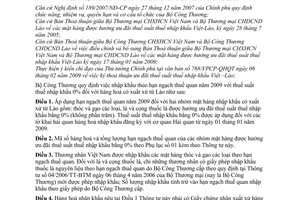 Thông tư 09/2009/TT-BCT nhập khẩu theo hạn ngạch thuế quan năm 2009 thuế suất nhập khẩu 0% hàng hoá xuất xứ từ Lào