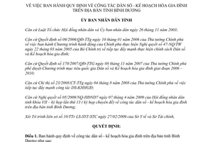 Quyết định 28/2009/QĐ-UBND công tác dân số kế hoạch hóa gia đình Bình Dương