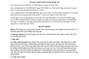 Quyết định số 2038/QĐ-UBND.NN 2009 quy hoạch phát triển đàn trâu bò Nghệ An 2015 2020