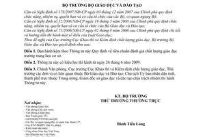 Thông tư 12/2009/TT-BGDĐT quy định tiêu chuẩn đánh giá chất lượng giáo dục trường trung học cơ sở