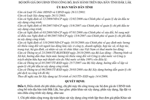 Quyết định 19/2009/QĐ-UBND điều chỉnh chi phí nhân công, chi phí máy thi công bộ đơn giá dân tỉnh Đắk Lắk ban hành