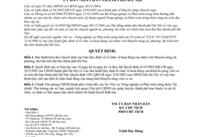 Quyết định 67/2009/QĐ-UBND Quy định tổ chức hoạt động nhân viên khuyến nông xã, phường thị trấn thành phố Hà Nội