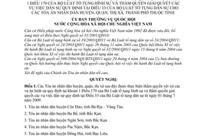 Nghị quyết 781/2009/UBTVQH12 giao thẩm quyền xét xử vụ án hình sự quy định tại Bộ Luật tố tụng hình sự và vụ việc dân sự tại Bộ luật tố tụng dân sự