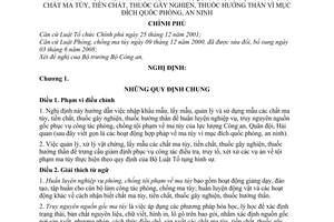 Nghị định 45/2009/NĐ-CP hướng dẫn nhập khẩu lấy mẫu quản lý sử dụng chất ma túy tiền chất thuốc gây nghiện hướng thần vì mục đích quốc phòng