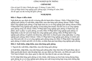 Nghị định 46/2009/NĐ-CP hướng dẫn Pháp lệnh công nghiệp quốc phòng