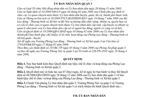 Quyết định 02/2009/QĐ-UBND Quy chế tổ chức hoạt động Phòng Lao động Thương binh Xã hội quận 3