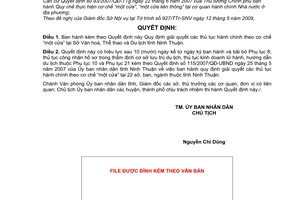 Quyết định 145/2009/QĐ-UBND  giải quyết thủ tục hành chính theo cơ chế một cửa