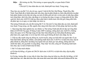 Công điện 732/CĐ-TTg phòng chống dịch tiêu chảy cấp dịch cúm A(H1N1)