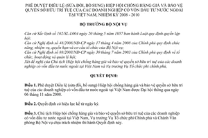 Quyết định 797/QĐ-BNV phê duyệt Điều lệ sửa đổi Hiệp hội chống hàng giả  bảo vệ quyền sở hữu trí tuệ doanh nghiệp vốn đầu tư nước ngoài 2008-2010