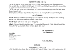 Quyết định 795/QĐ-BNV phê duyệt bản Điều lệ Hiệp hội Gas Việt Nam