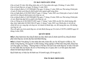 Quyết định 31/2009/QĐ-UBND quy định chính sách hỗ trợ, khuyến khích phát triển hợp tác xã tỉnh Bình Dương