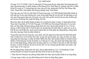 Thông báo 788/TB-DPMT tình hình bệnh tiêu chảy cấp do phẩy khuẩn tả khu vực miền Bắc