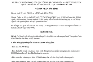 Quyết định 14/2009/QĐ-UBND trách nhiệm đóng góp đối với người cai nghiện ma tuý