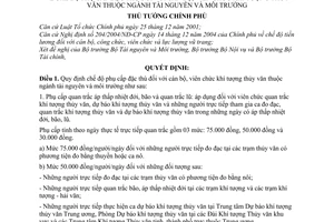 Quyết định 78/2009/QĐ-TTg chế độ phụ cấp đặc thù cán bộ, viên chức khí tượng thủy văn ngành tài nguyên môi trường