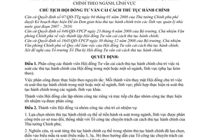 Quyết định 72/QĐ-HĐTVTTHC phân công thành viên Hội đồng chủ trì rà soát thủ tục hành chính ngành, lĩnh vực