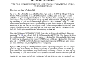 Báo cáo 225/BC-UBTVQH12 2009 chính sách quản lý chất lượng vệ sinh an toàn thực phẩm