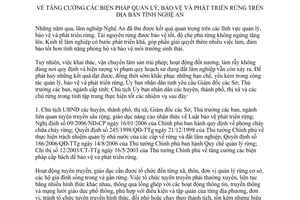 Chỉ thị 16/2009/CT-UBND quản lý bảo vệ và phát triển rừng Nghệ An