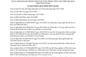 Quyết định 14/2009/QĐ-UBND quản lý hoạt động chăn nuôi giết mổ mua bán vận chuyển sản phẩm động vật ấp trứng gia cầm thủy sản tỉnh Tiền Giang
