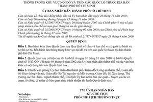 Quyết định 37/2009/QĐ-UBND cấm hạn chế xe cơ giới ba bánh  thô sơ ba, bốn bánh lưu thông hu vực nội đô quốc lộ thuộc thành phố Hồ Chí Minh