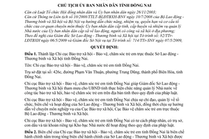 Quyết định 1392/QĐ-UBND thành lập Chi cục Bảo trợ xã hội - Bảo vệ, chăm sóc trẻ em tỉnh Đồng Nai