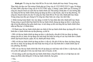 Công văn 63/CCTTHC ban hành và công khai bộ thủ tục hành chính chung áp dụng tại đơn vị cấp xã, cấp huyện.