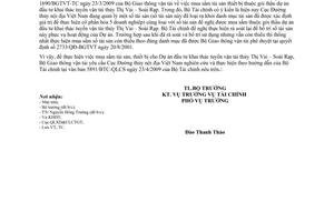 Công văn 2831/BGTVT-TC mua sắm, điều chuyển tài sản thiết bị cho gói thầu dự án đầu tư khai thác tuyến vận tải thủy Thị Vải- Soài Rạp