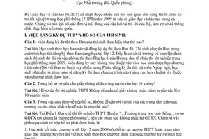 Công văn 3690/BGDĐT-KTKĐCLGD giải đáp vấn đề liên quan đến tổ chức kỳ thi tốt nghiệp THPT năm 2009