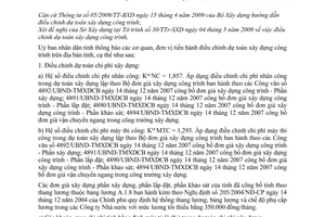 Công văn 1593/UBND-TCDT hướng dẫn điều chỉnh dự toán xây dựng công trình