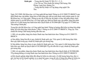 Công văn 588/TĐC-ĐGPH hướng dẫn thực hiện Thông tư 01/2009/TT-BKHCN