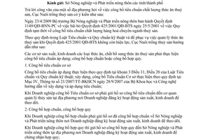 Công văn 378/NTTS-QLTA hướng dẫn quản lý thức ăn dùng trong nuôi trồng thuỷ sản