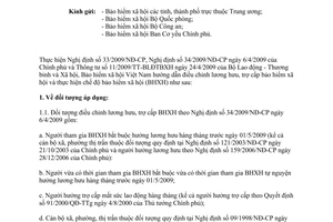 Công văn 1270/BHXH-CSXH hướng dẫn điều chỉnh lương hưu, trợ cấp bảo hiểm xã hội