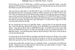 Công văn 6622/BTC-QLCS  khấu trừ tiền bồi thường đất vào tiền thuê đất