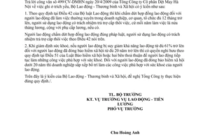 Công văn 1554/LĐTBXH-LĐTL giải quyết chế độ cho người lao động