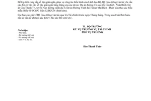 Công văn 3021/BGTVT-TC Thống nhất mẫu báo cáo giải ngân vốn đầu tư xây dựng cơ bản của VEC và Pmu Thăng Long