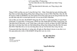 Công văn 3371/BKH-QLĐT thực hiện các biện pháp phòng chống tham nhũng trong đấu thầu liên quan đến ODA Nhật Bản