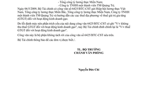 Công văn 6930/BTC-VP đính chính công văn số 6425/BTC-CST