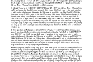 Công văn 1622/LĐTBXH-LĐTL mức lương tối thiểu để tính đơn giá tiền lương