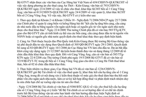 Công văn 3128/BGTVT-TC xây dựng phương án cho thuê khai thác bến cảng, cầu cả