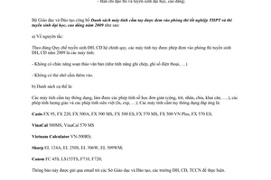 Công văn 4063/BGDĐT-CNTT danh sách máy tính cầm tay được đem vào phòng thi