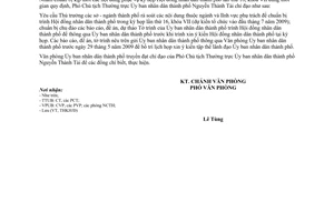 Công văn 3394/VP-TH rà soát các nội dung trình Hội đồng nhân dân thành phố tại kỳ họp lần thứ 16, khóa VII