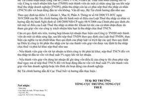 Công văn 7283/BTC-TCT thuế thu nhập cá nhân đối với cá nhân sáng lập Công ty TNHH một thành viên