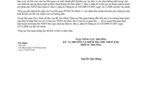 Công văn 3011/TCHQ-KTTT xử lý điều chỉnh thuế
