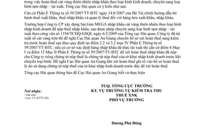 Công văn 3019/TCHQ-KTTT hoàn thuế cát vàng thiên nhiên nhập khẩu theo loại hình kinh doanh, chuyển sang loại hình tạm nhập – tái xuất