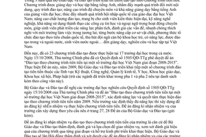 Công văn 4435/BGDĐT-GDĐH xây dựng đề án đăng ký đào tạo theo chương trình tiên tiến năm 2009
