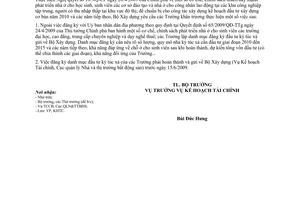 Công văn 113/BXD-KHTC  đăng ký danh mục đầu tư ký túc xá sinh viên