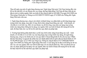 Công văn 3936/NHNN-CSTT thực hiện cơ chế hỗ trợ lãi suất