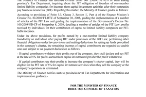 Official Dispatch No. 7283/BTC-TCT on Personal income tax (PIT) for founders