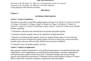 Decree No. 48/2009/ND-CP of providing of May 19, 2009, measures to assure gender equality